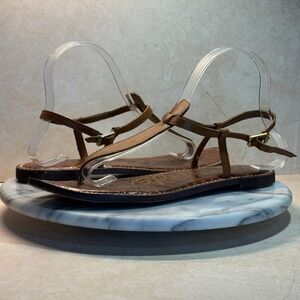 Sam Edelman Gigi‎ Brown Leather Thong Sandals Women's Size 8.5 M Minimalist